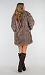 Taupe Faux Fur Jas met Oversized Kraag en Rechte Pasvorm