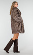 Taupe Faux Fur Jas met Oversized Kraag en Rechte Pasvorm