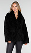 Zwarte Faux Fur Jas met Langharige Textuur