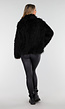 Zwarte Faux Fur Jas met Langharige Textuur