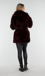 Bordeauxrode Faux Fur Jas met Ceintuur en Brede Kraag