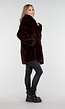 Bordeauxrode Faux Fur Jas met Ceintuur en Brede Kraag