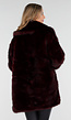 Bordeauxrode Faux Fur Jas met Ceintuur en Brede Kraag