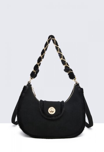 Zwarte Suède Schoudertas