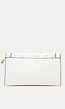 Witte Gevlochten Clutch van Imitatieleer met Afneembaar Schouderhengsel