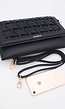 Zwarte Gevlochten Clutch van Imitatieleer met Afneembaar Schouderhengsel