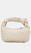 Crème Geweven Schoudertas van Imitatieleer met Knoopdetail en Extra Hengsel