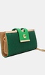 Groene Gevlochten Clutch van Imitatieleer met Gouden Schouderketting