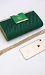 Groene Gevlochten Clutch van Imitatieleer met Gouden Schouderketting