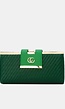 Groene Gevlochten Clutch van Imitatieleer met Gouden Schouderketting