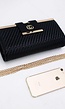 Zwarte Gevlochten Clutch van Imitatieleer met Gouden Schouderketting