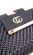 Zwarte Gevlochten Clutch van Imitatieleer met Gouden Schouderketting