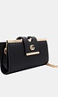Zwarte Gevlochten Clutch van Imitatieleer met Gouden Schouderketting