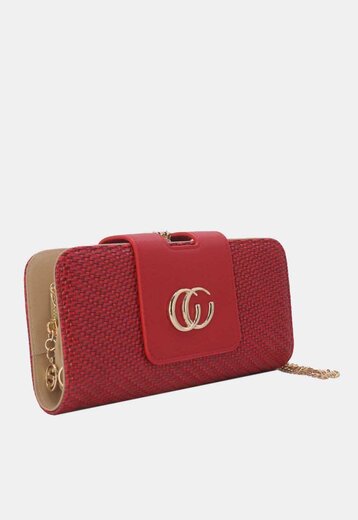 Clutch in Rood Gevlochten Leer