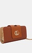 Cognackleurige Gevlochten Clutch met Gouden Schouderketting