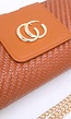 Cognackleurige Gevlochten Clutch met Gouden Schouderketting