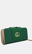 Groene Clutch met Goudkleurige Ketting en Gevlochten Textuur