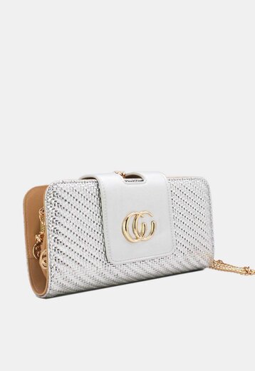 Zilveren Clutch met Gouden Chain