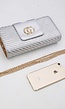 Zilveren Clutch van Gevlochten Imitatieleer met Gouden Chain