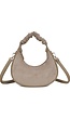 Taupe Suède Look Halve Maan Handtas met Afneembare Schouderriem