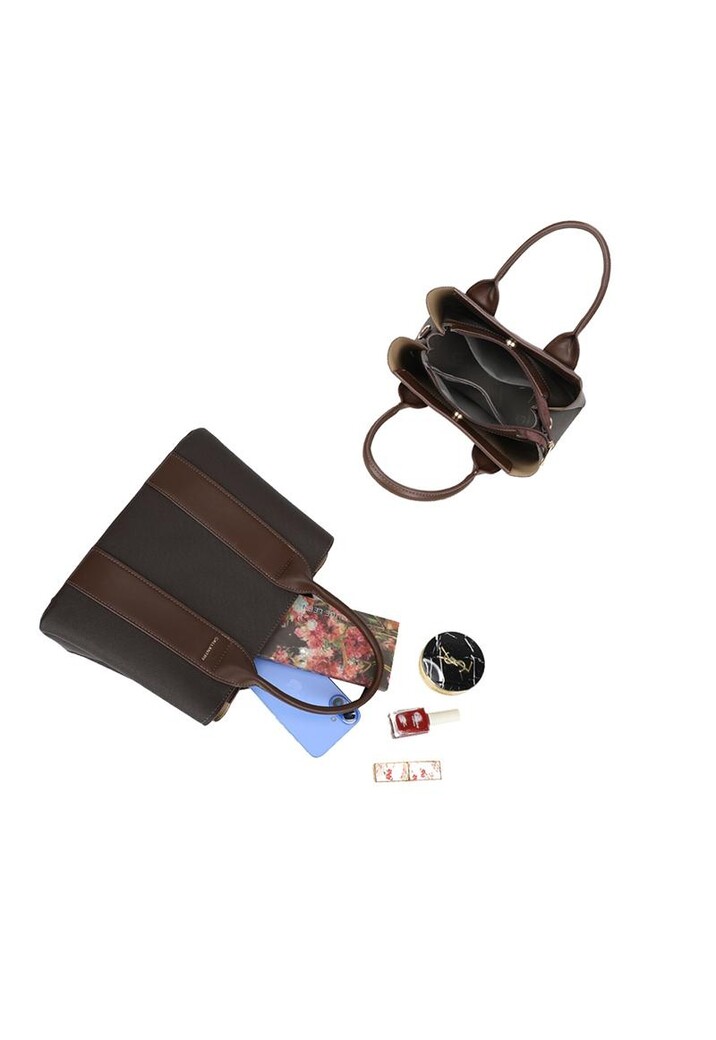 Donkerbruine Handtas met Dubbele Handvatten