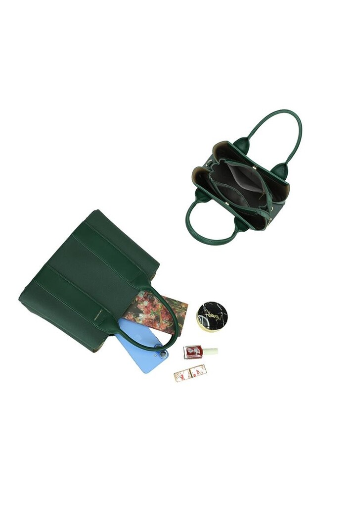 Groene Shopper met Dubbele Hengsels en Afneembare Schouderband