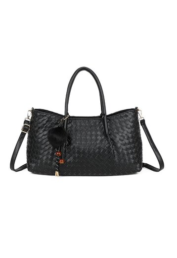 Zwarte Shopper Tas Gevlochten