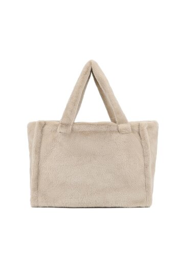 Beige Shopper met Bontlook