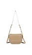 Beige Crossbody Tas met Brede Band en Gouden Accenten