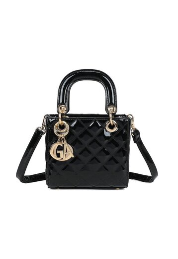 Zwarte Handtas met Laklook en Reliëf