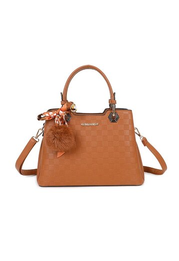 Bruine Handtas met Ruitjes