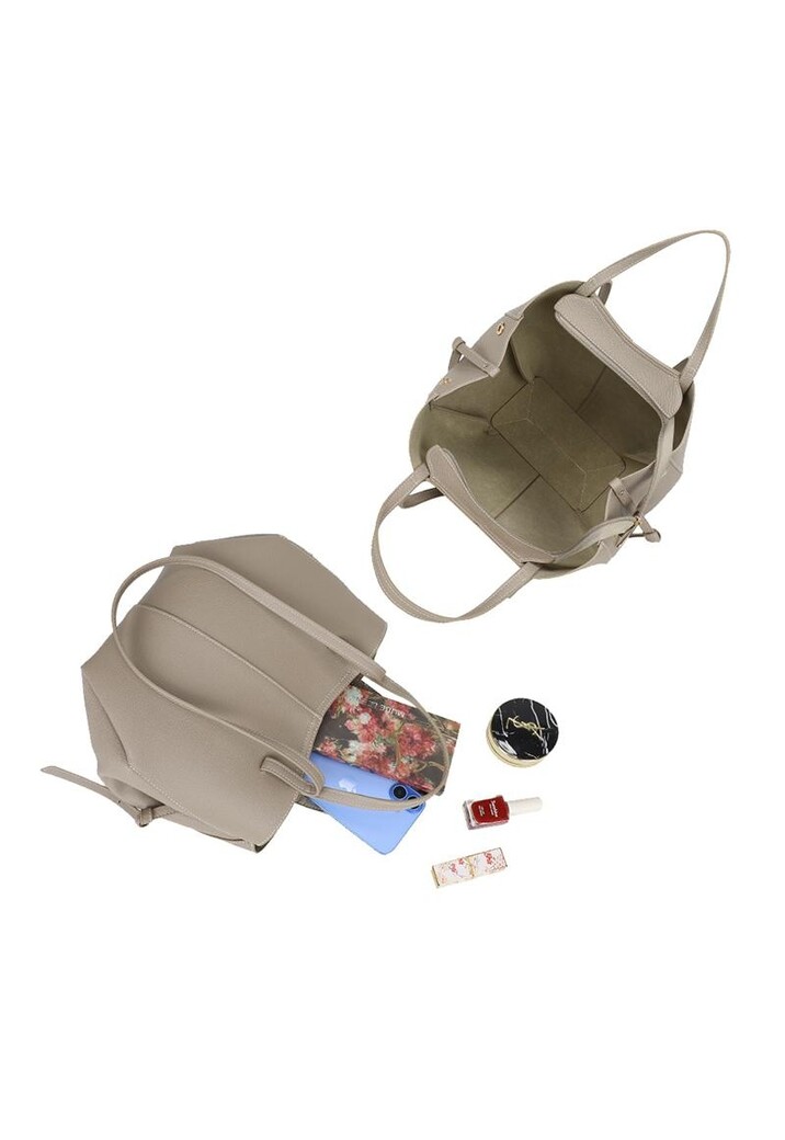 Beige Handtas van Imitatieleer met Toilettasje