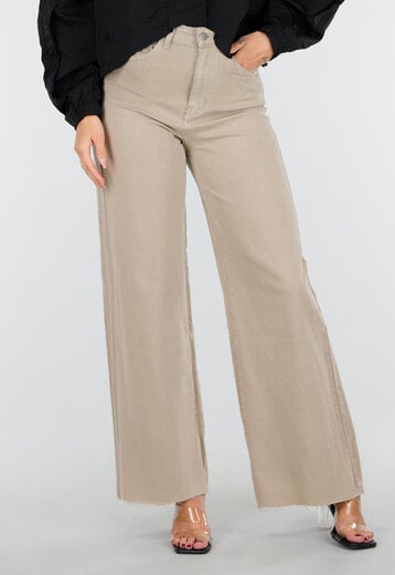 Wide Leg Jeans in Beige