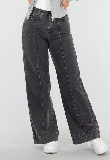 Wide Leg Stretch Jeans Grijs