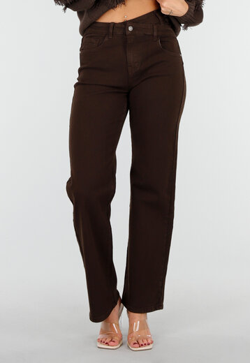High Waist Jeans Bruin Stretch
