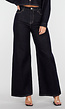 Hoge Taille Wide Leg Stretch Jeans in Donkerblauw