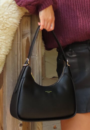 Zwarte Schoudertas met Rits