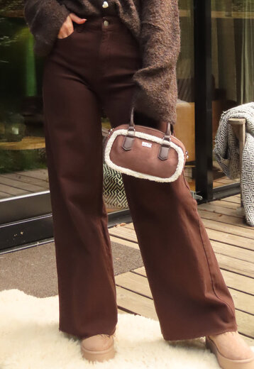 Redial Jeans  Denim Stretch Broek in Bruin met Wijde Pijpen