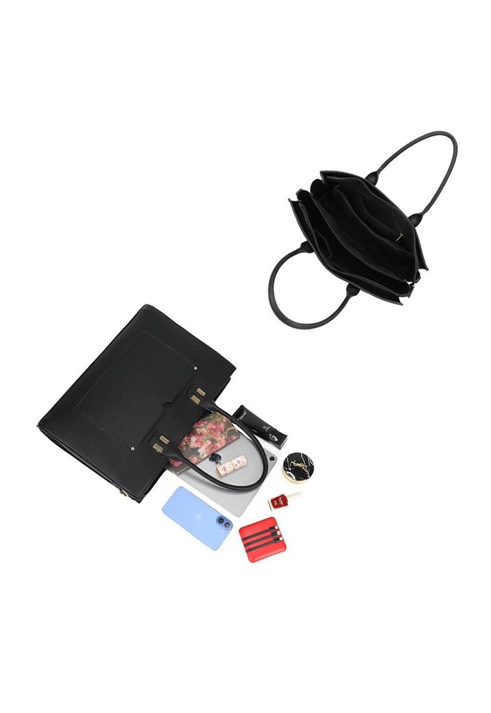 Zwarte Laptoptas met Dubbele Handvatten en Afneembare Schouderband