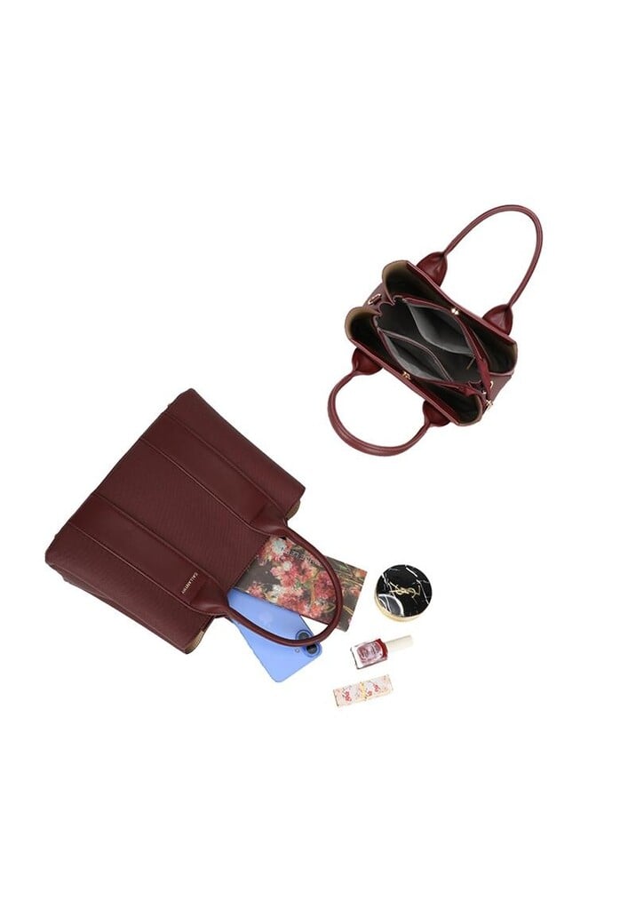 Bordeauxrode Handtas met Dubbele Handvatten