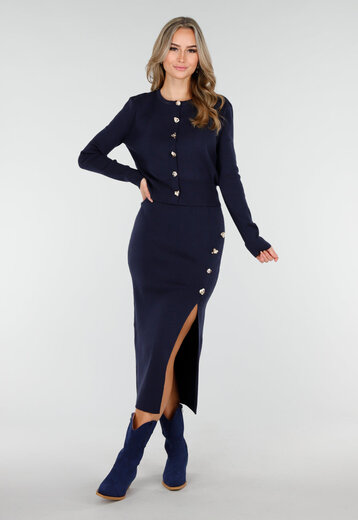 Donkerblauwe Knitted Set