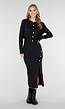Zwarte Knitted Set met Midi Rok met Split
