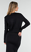 Zwarte Knitted Set met Midi Rok met Split