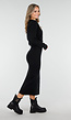 Zwarte Knitted Set met Midi Rok met Split
