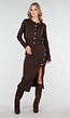 Bruin 2-Piece Set met Knopen en Midi Rok met Split
