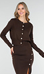 Bruin 2-Piece Set met Knopen en Midi Rok met Split