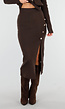 Bruin 2-Piece Set met Knopen en Midi Rok met Split