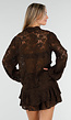 Donkerbruin Kanten Two Piece Set met Blouse en Short