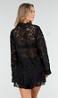 Zwart Kanten Two Piece Set met Blouse en Short
