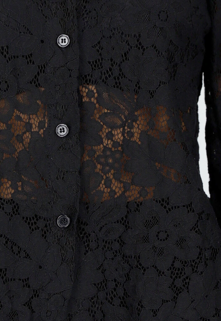 Zwart Kanten Two Piece Set met Blouse en Short